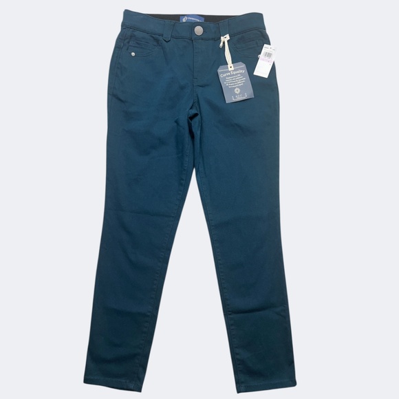 Democracy Pants Womens 6 Teal Ab-Solution Ankle Length Twill Stretch Slimming - Picture 1 of 9